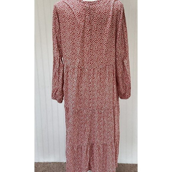 Isabel Maternity Red White Polka Dot Tiered Waist Ruffle Balloon Sleeve Dress-XL - Picture 4 of 11